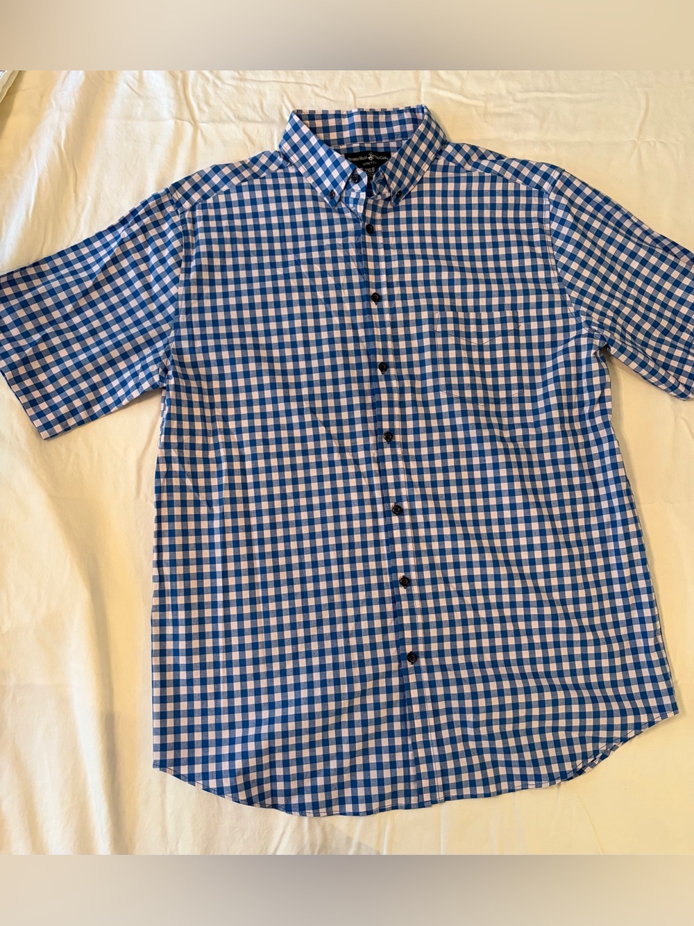 Beverly Hills Polo Club Blue and White Gingham Button-Down Shirt Size 2XL